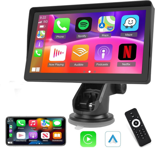 Ecrã Portátil 7” para Carro – CarPlay e Android Auto
