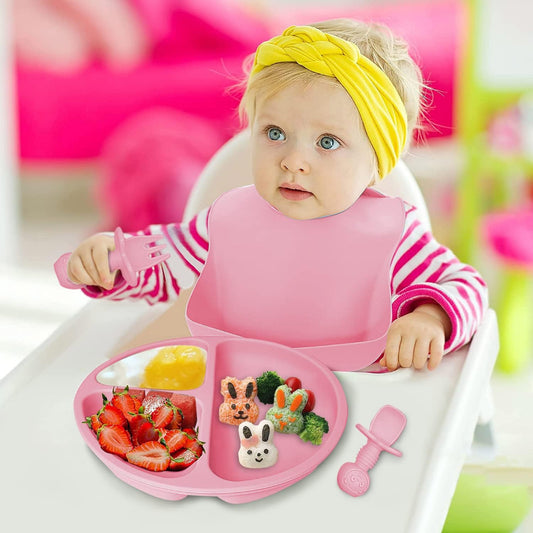 Conjunto de Talheres de Silicone para Bebês 8 Peças