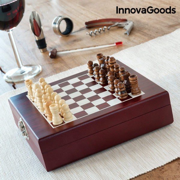 Conjunto de Acessórios para Vinho e Xadrez 37 Peças