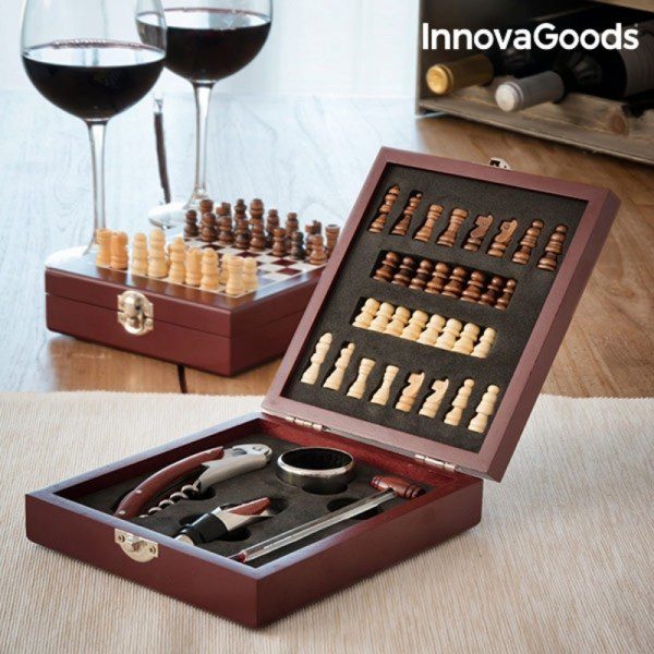 Conjunto de Acessórios para Vinho e Xadrez 37 Peças