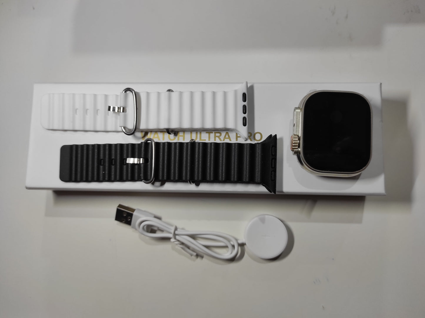 Smartwatch Ultra Pro com 2 Braceletes (Preto + Branco)