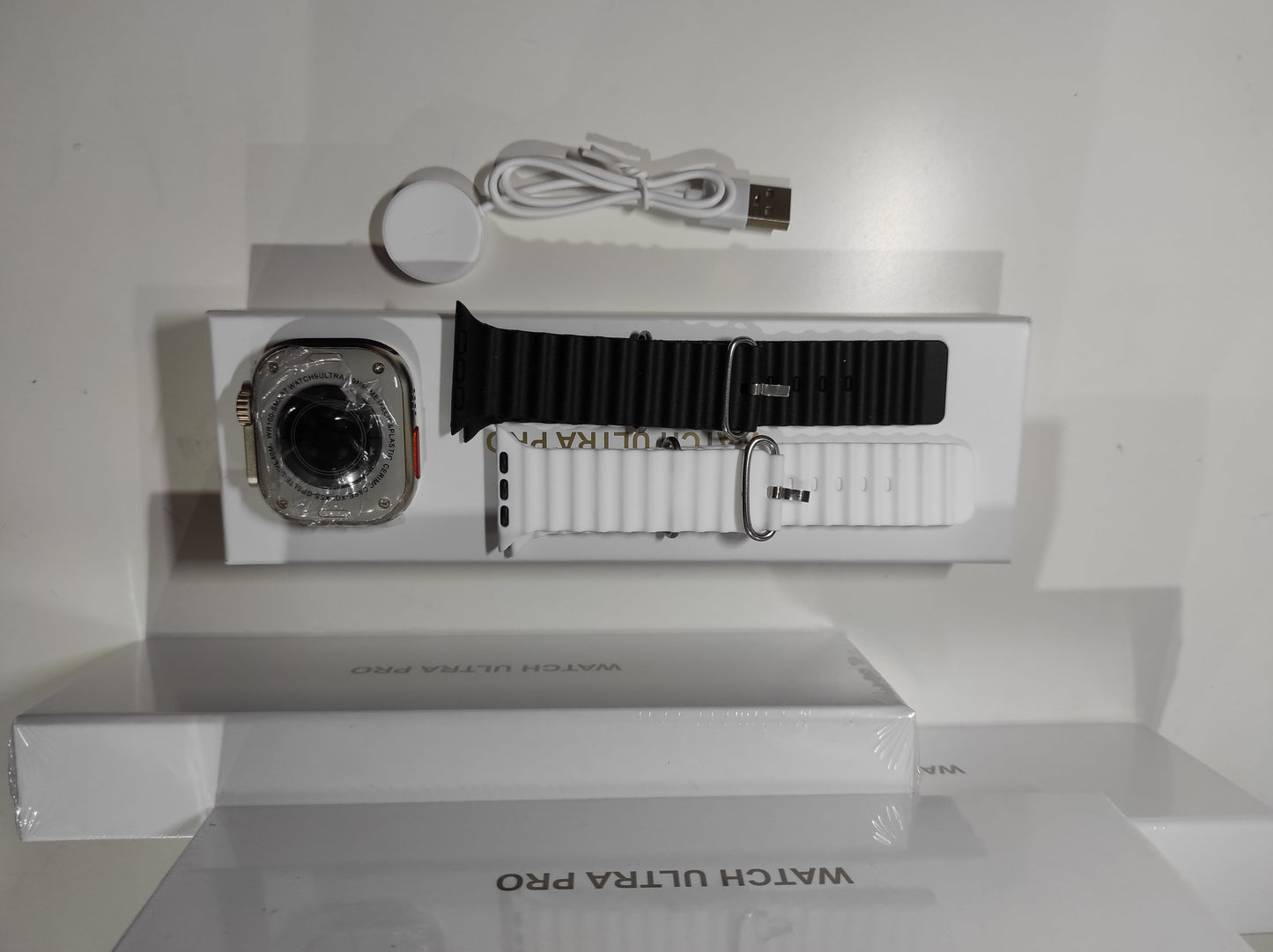 Smartwatch Ultra Pro com 2 Braceletes (Preto + Branco)