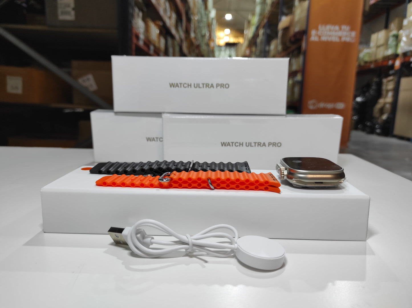 Smartwatch Ultra Pro com 2 Braceletes (Preto + Laranja)