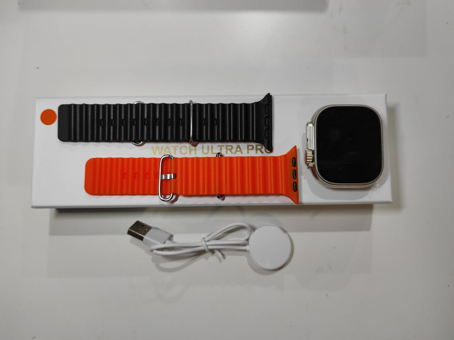Smartwatch Ultra Pro com 2 Braceletes (Preto + Laranja)