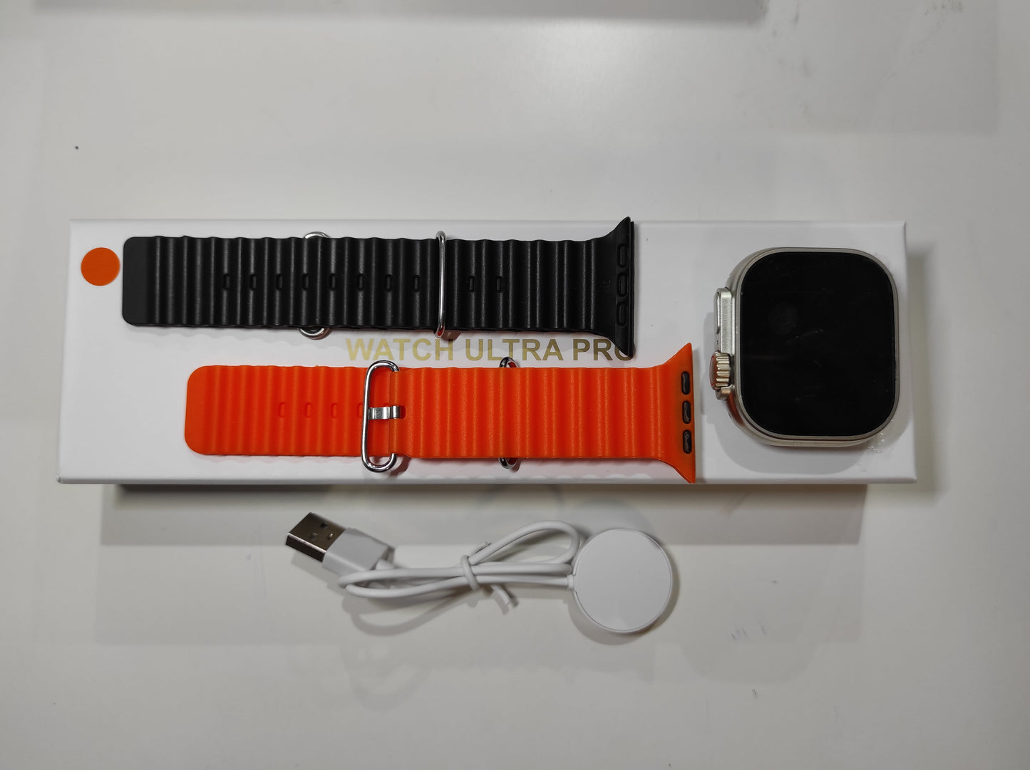 Smartwatch Ultra Pro com 2 Braceletes (Preto + Laranja)