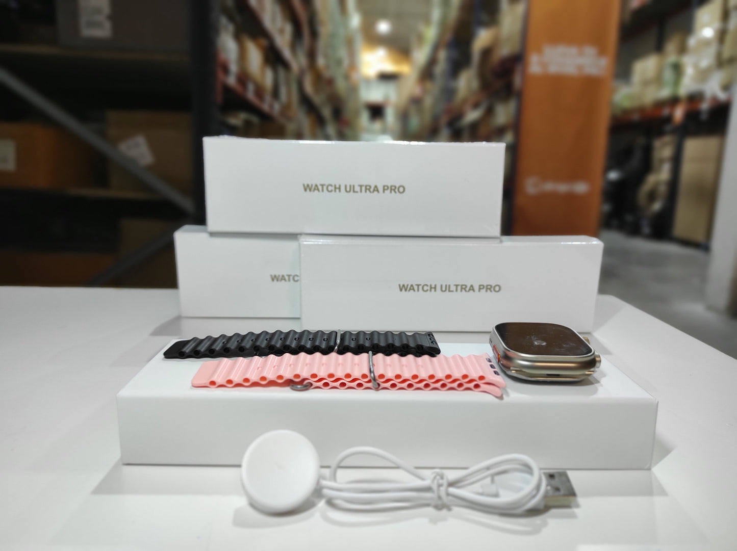 Smartwatch Ultra Pro com 2 Braceletes (Preto + Rosa)