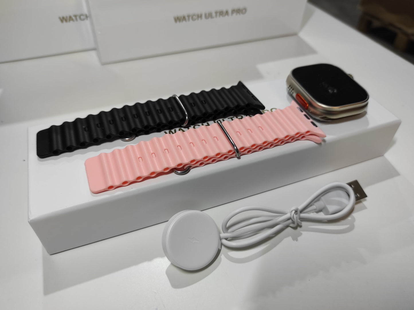 Smartwatch Ultra Pro com 2 Braceletes (Preto + Rosa)