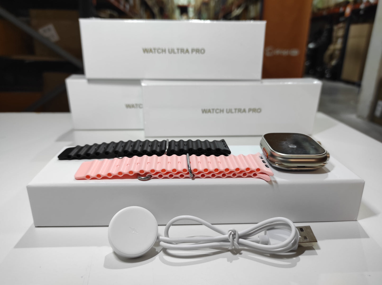 Smartwatch Ultra Pro com 2 Braceletes (Preto + Rosa)