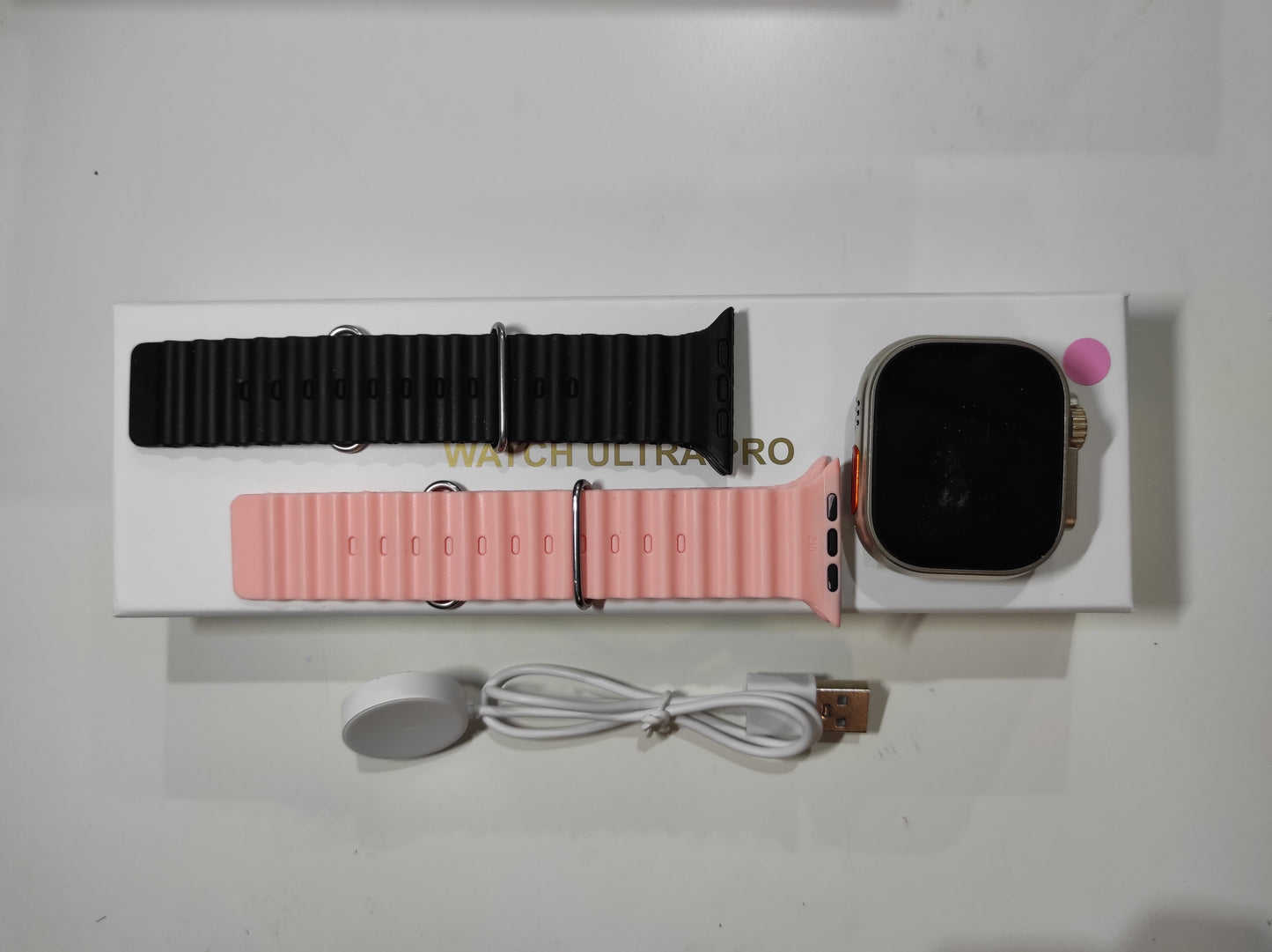 Smartwatch Ultra Pro com 2 Braceletes (Preto + Rosa)