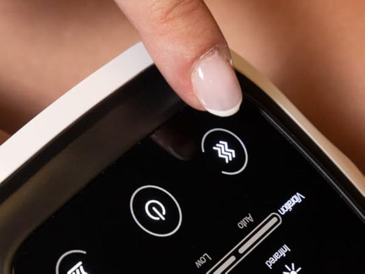 Massajador de Joelho - Massagem inteligente de vibração e termoterapia com infravermelho, design ergonómico, sem fios, painel de controlo com ecrã táctil LED