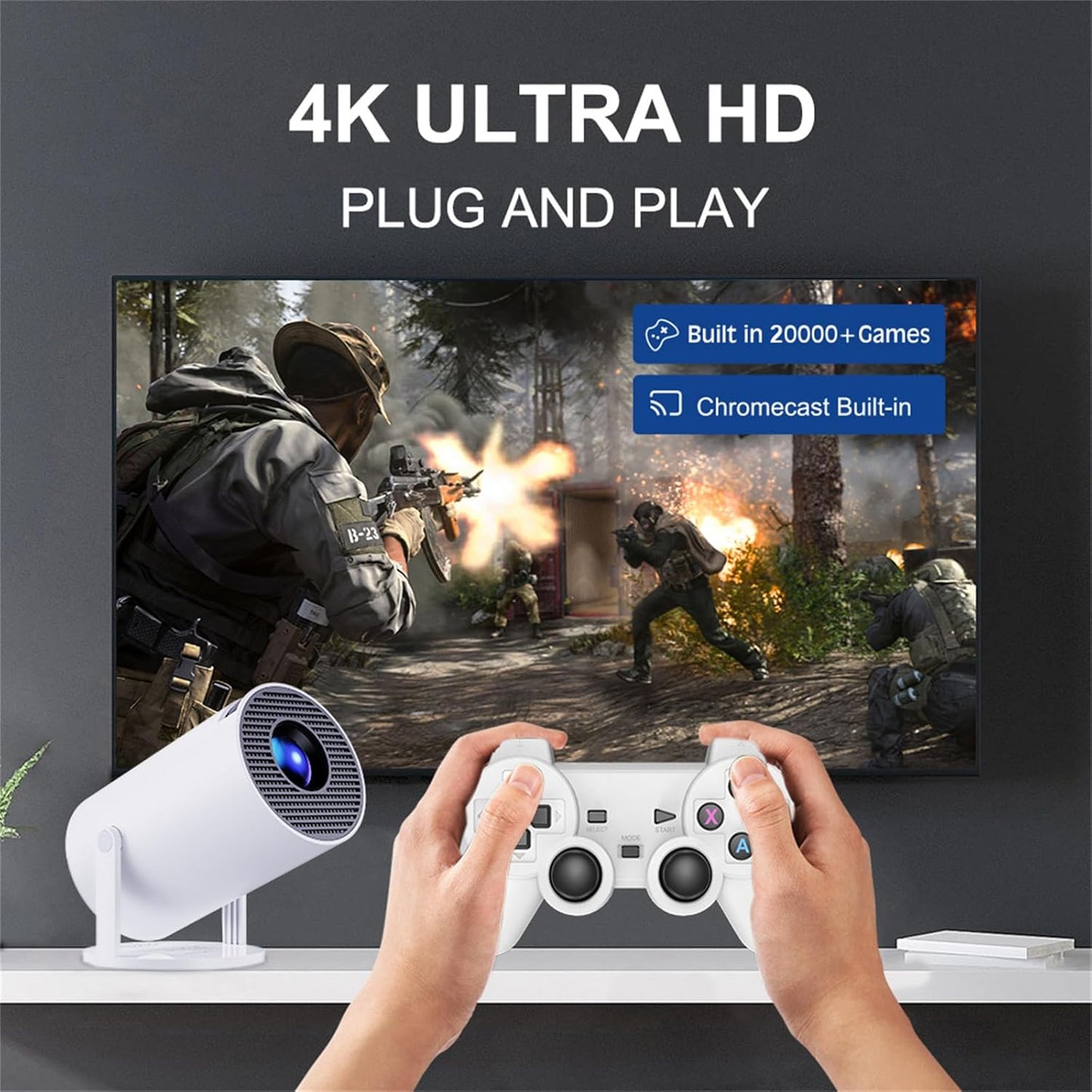 Projetor Video 2EM1 com Consola de Jogos