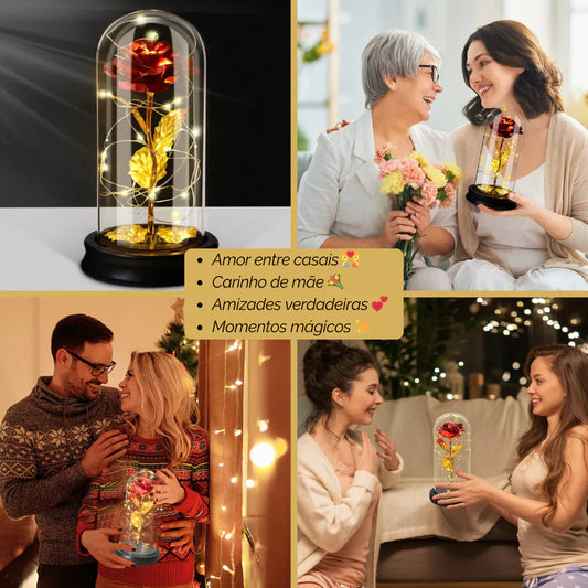 Rosa Encantada com Luzes LED – Presente Eterno e Mágico