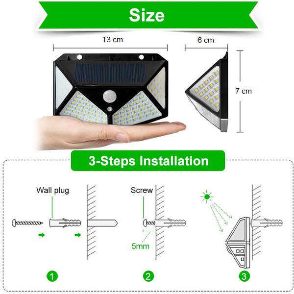 Lâmpada LED Solar de Parede com Sensor - PACK 2 UNIDADES