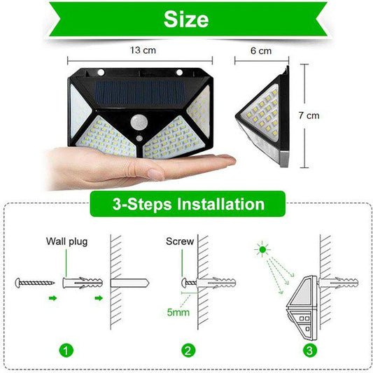 Lâmpada LED Solar de Parede com Sensor - PACK 2 UNIDADES