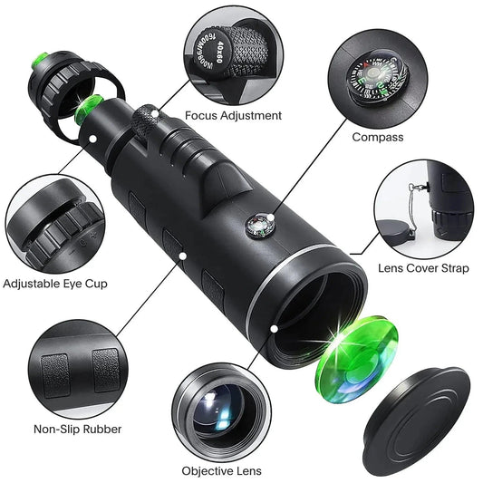 Telescopio Monocular HD 500X + Suporte Para Telemóvel
