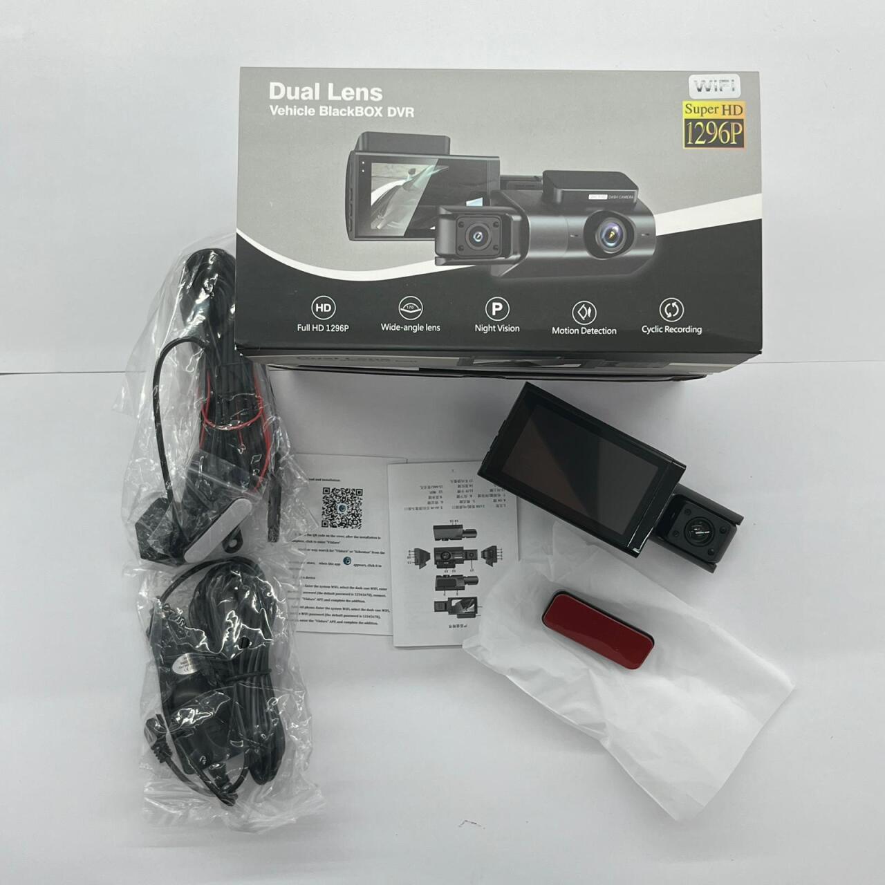 Câmara Dual Blackbox DVR 1296p com Ecrã LCD 3" LTPS