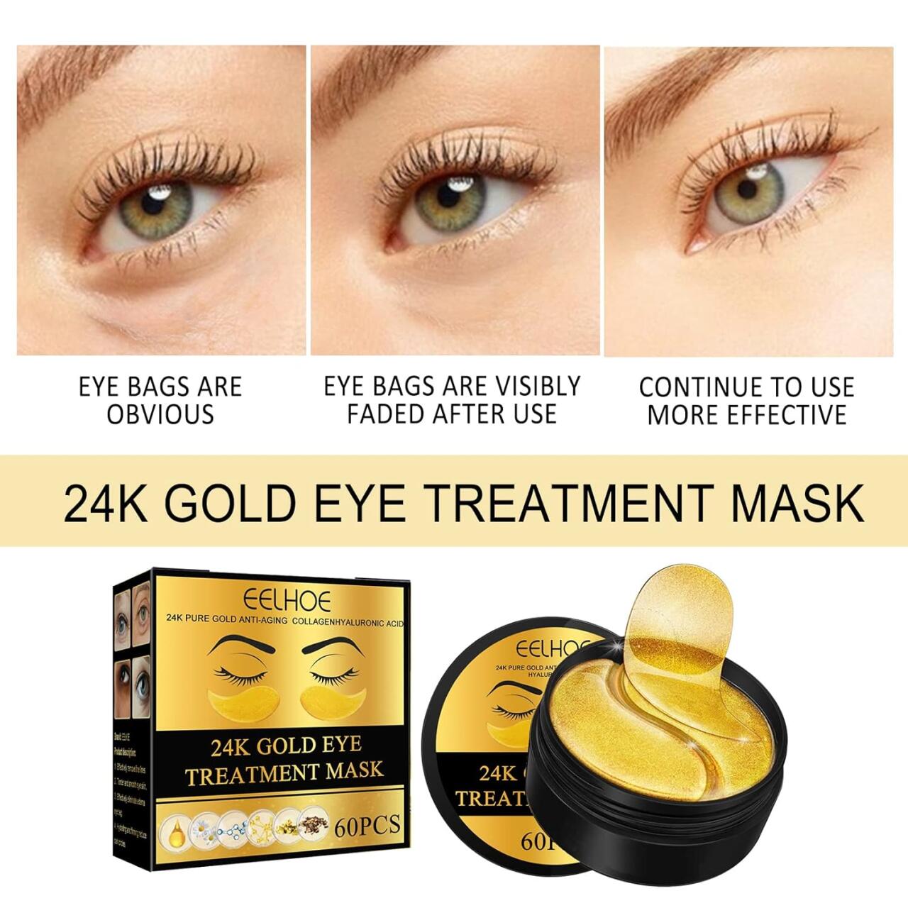 Adesivos de Ouro 24K para Olhos – 60 Unidades