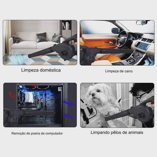 Soprador e Aspirador Elétrico com 2 Baterias Recarregáveis