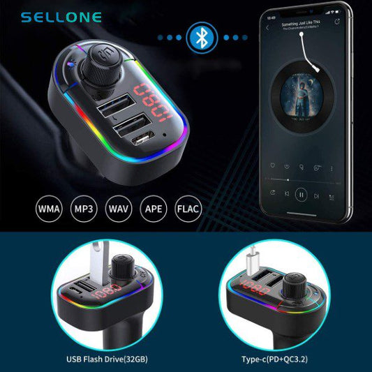 Kit para Carro Wireless C12 – Bluetooth 5.0 + 3 Portas de Carregamento