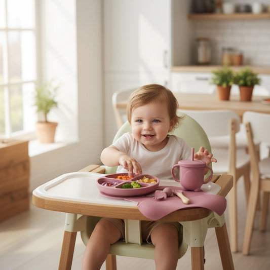 Conjunto de Talheres de Silicone para Bebês 8  Peças