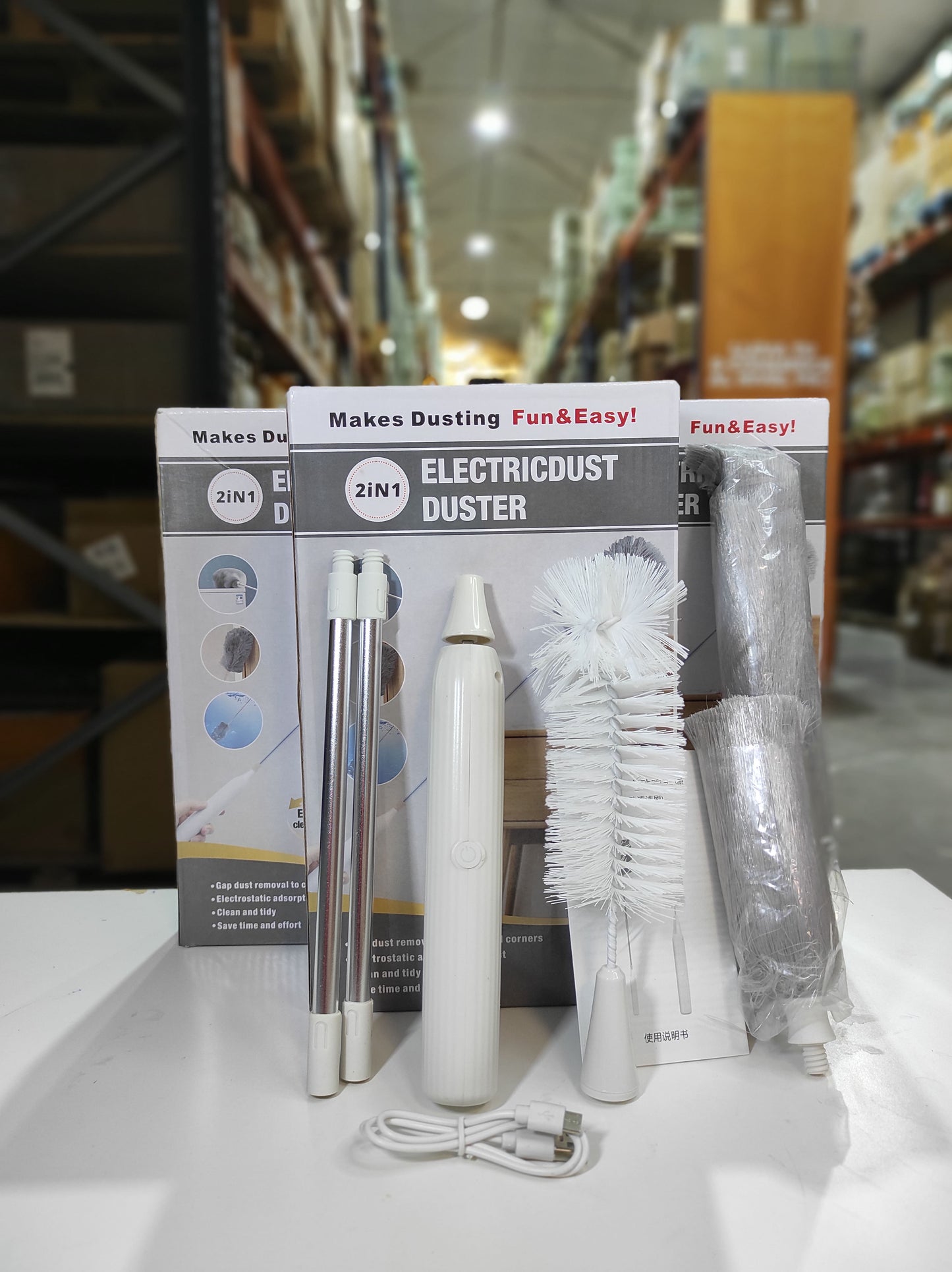 Escova Eléctrica Recarregável 2 em 1 – Limpeza Sem Esforço