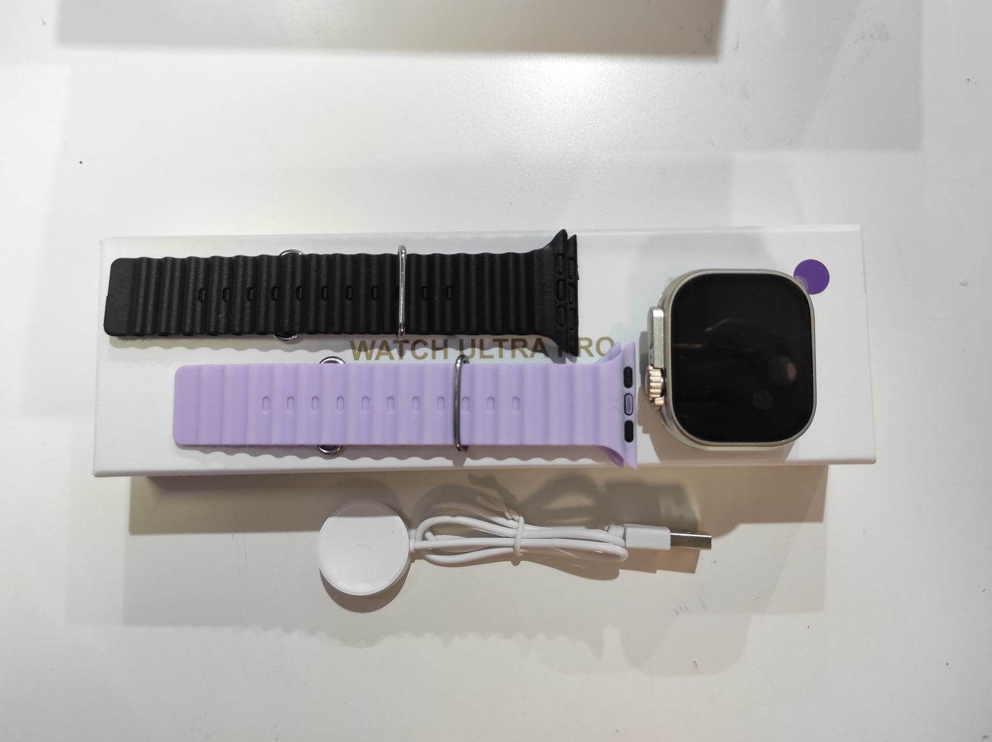 Smartwatch Ultra Pro com 2 Braceletes (Preto + Lilás)