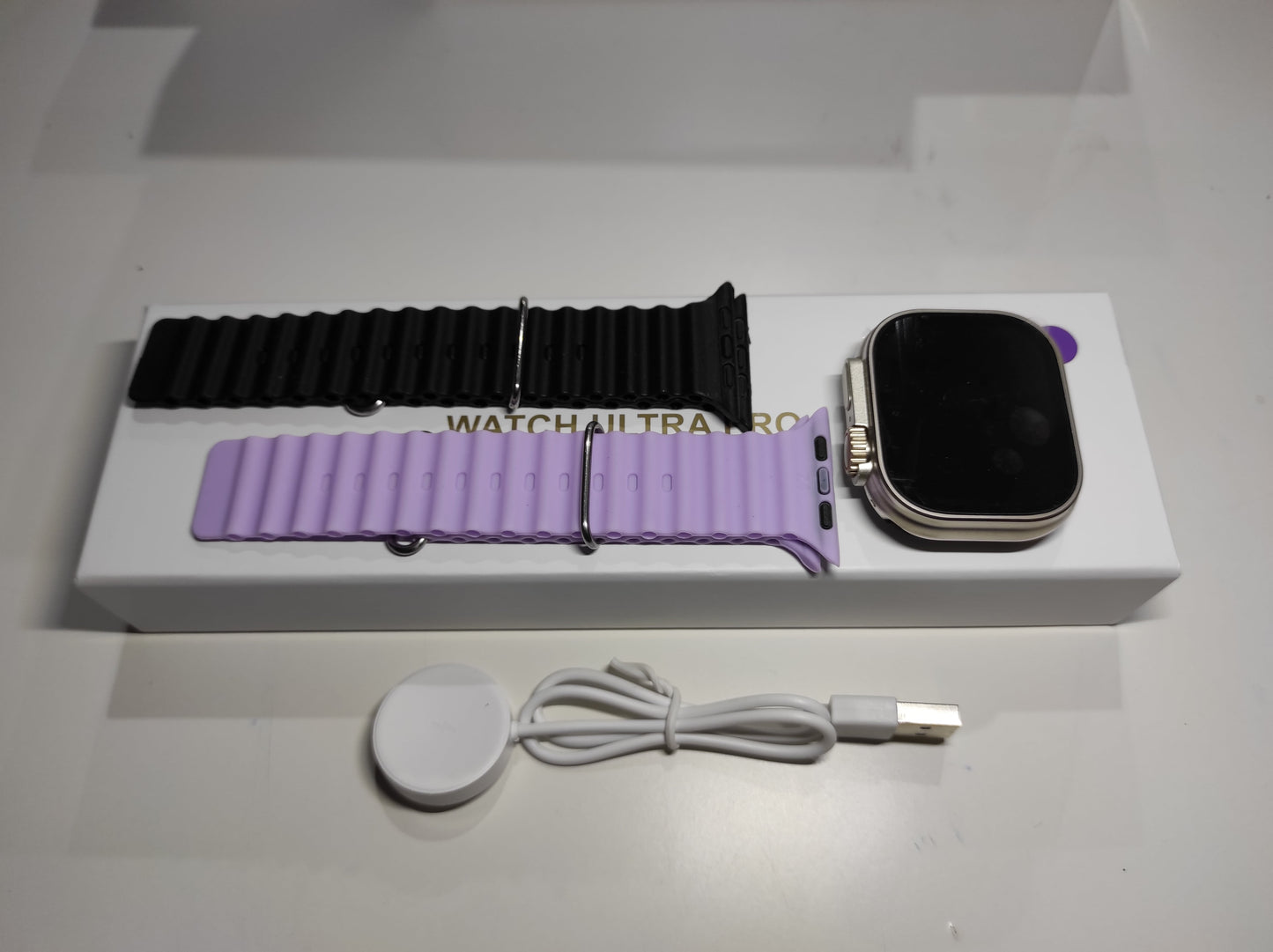 Smartwatch Ultra Pro com 2 Braceletes (Preto + Lilás)