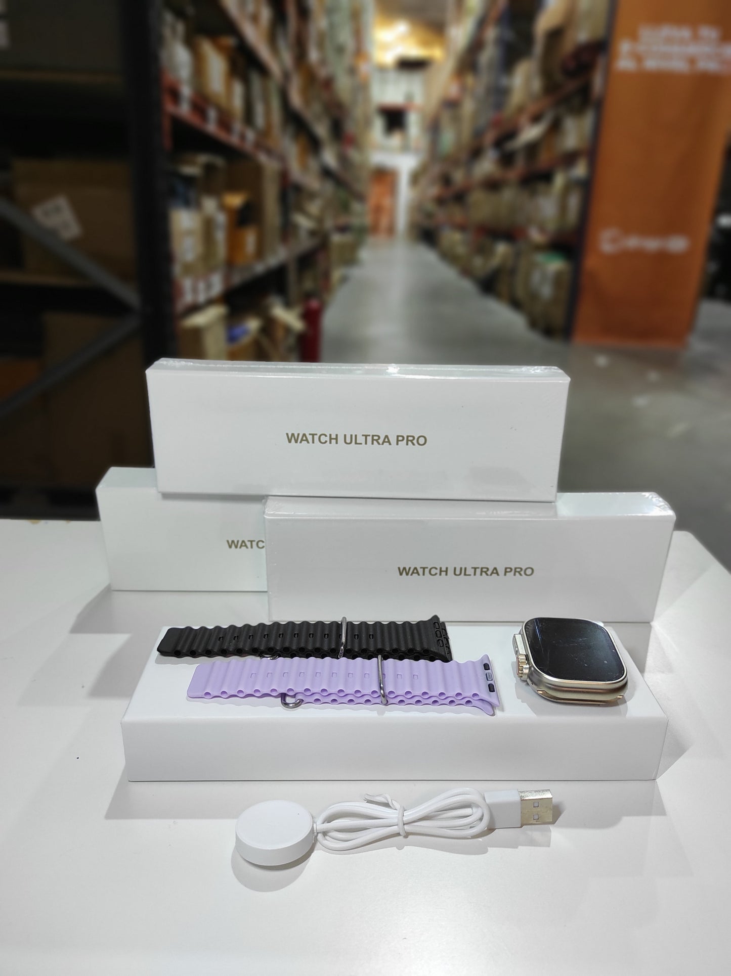 Smartwatch Ultra Pro com 2 Braceletes (Preto + Lilás)