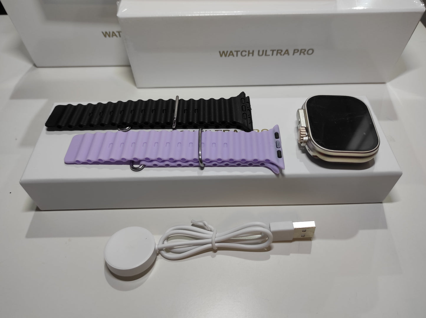 Smartwatch Ultra Pro com 2 Braceletes (Preto + Lilás)
