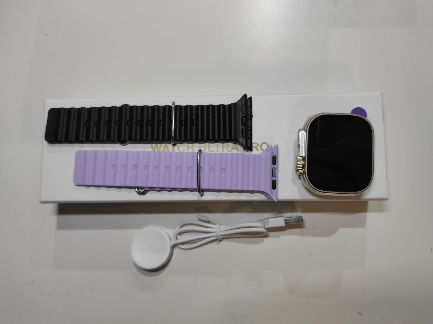 Smartwatch Ultra Pro com 2 Braceletes (Preto + Lilás)