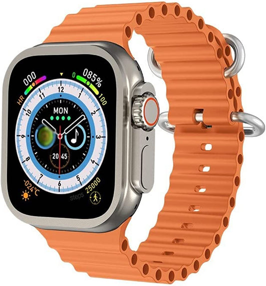 Smartwatch Ultra Pro com 2 Braceletes (Preto + Laranja)