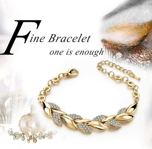 Pulseira de Folha Cristal Luxo