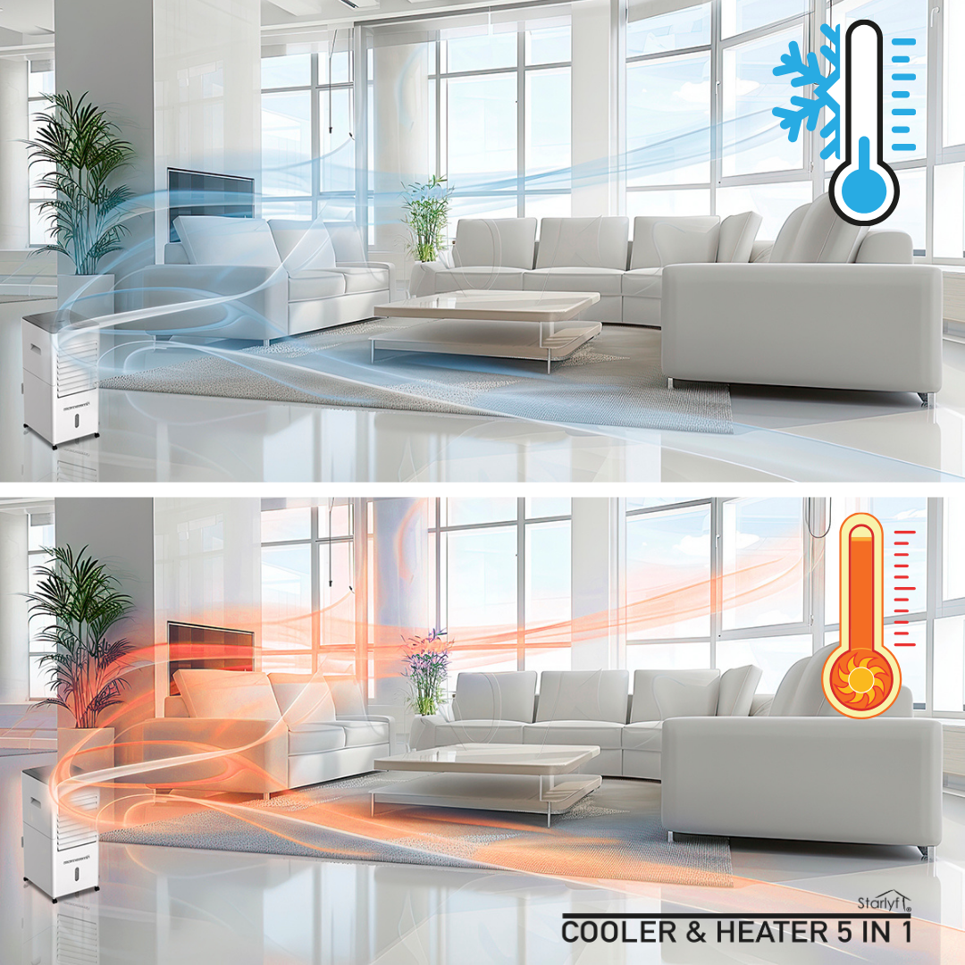 Starlyf Quenter & Frio 5 em 1 – O Climatizador Inteligente para Todo o Ano!