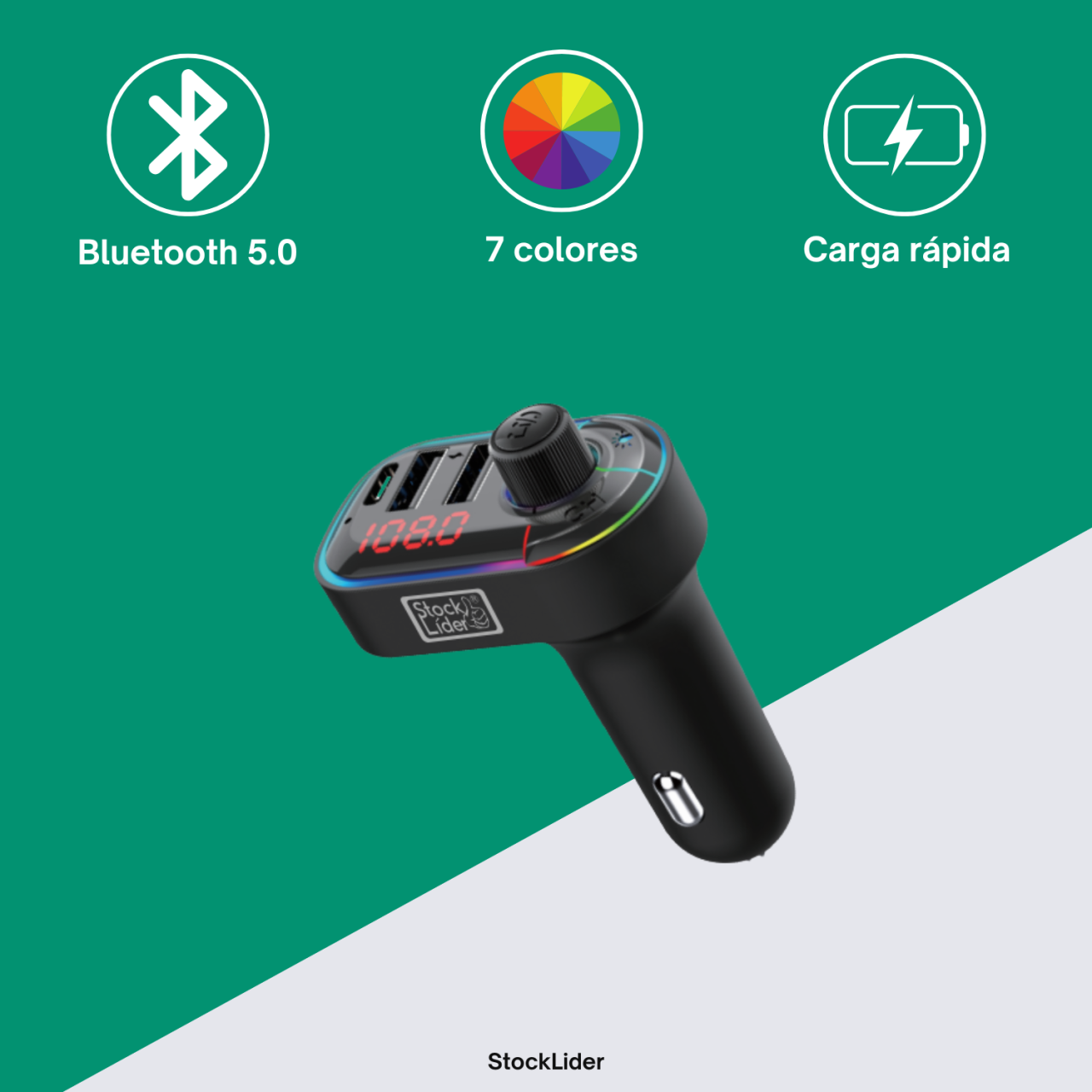 Kit para Carro Wireless C12 – Bluetooth 5.0 + 3 Portas de Carregamento