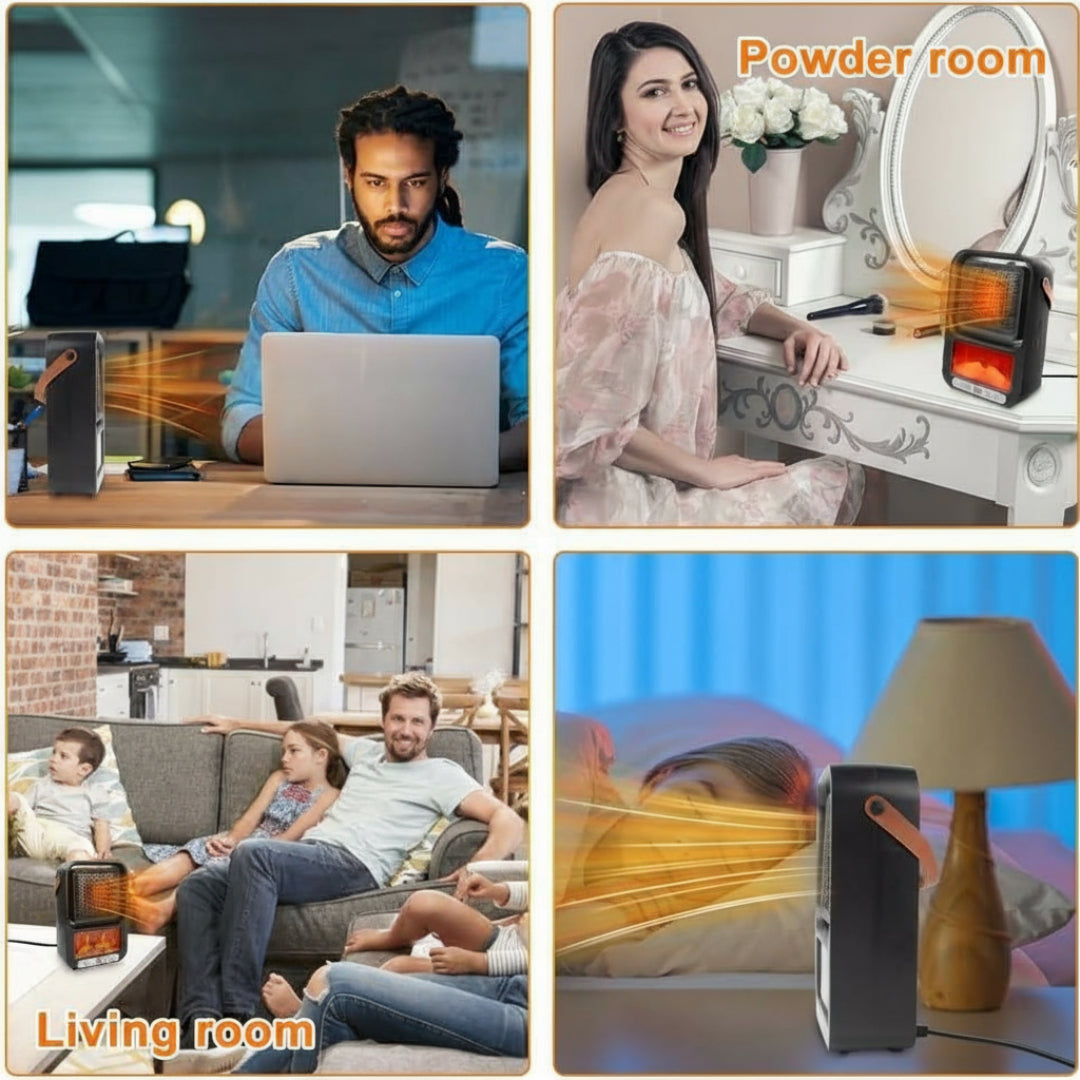 Mini Aquecedor Elétrico Portátil com Comando – Calor Rápido e Seguro