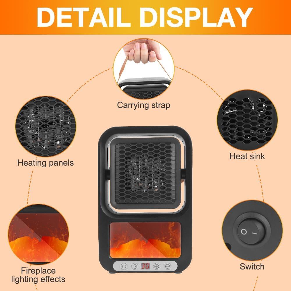 Mini Aquecedor Elétrico Portátil com Comando – Calor Rápido e Seguro