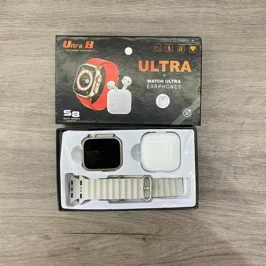 Smartwatch Ultra 8 + Auriculares Sem Fios
