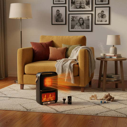 Mini Aquecedor Elétrico Portátil com Comando – Calor Rápido e Seguro